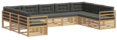 vidaXL Outdoor-Sofagarnitur 9 pcs Weiß und Anthrazit, Garten, modernes Outdoor-Sofa, Lounge-Set für die Terrasse, gemütliche Sitzmöbel