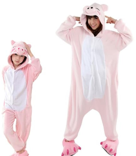 emmarcon Pigiami Animali Invernali in Pile Unisex, Tuta Intera Monopezzo, Chiusura con Cerniera, maiaRO100