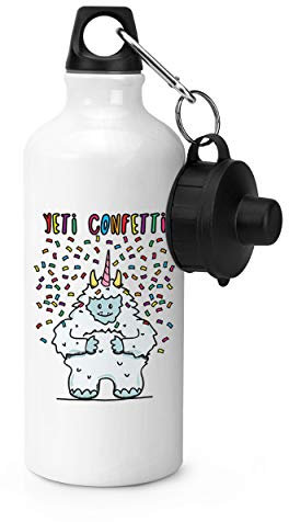 Gift Base Yeti Confetti Sports Bottle Water Gym 600ml White