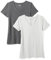Amazon Essentials Women's Regular-Fit Short-Sleeve V-Neck T-Shirt, Pack of 2, Charcoal Heather/Light Grey Heather, XL