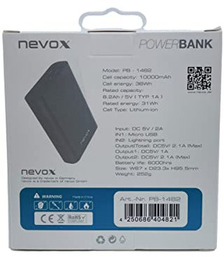 Nevox POWERBANK - 10000mah DUAL- Input schwarz