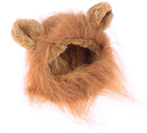 UEETEK Löwenmähne für Katzen, süße Löwen Kostüm Cosplay Perücke für Haustier Kleine Hunde Katzen (Hellbraun)