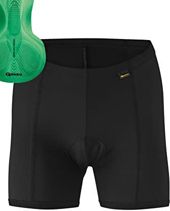 Gonso Sitivo U W, Damen Fahrradunterhose, Passt unter alle Rad-Shorts, Tights mit Sitivo Green Sitzpolster mit Poron-Elementen, Enganliegende Passform, Schwarz/Grün, Gr. 42