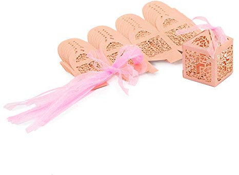 Oblique Unique® 10 Deko Schachteln Boxen mit Christlichen Kreuz Motiv als Dekoration Geschenkverpackung für Taufe Kommunion Konfirmation Hochzeit in Rosa