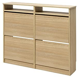 TOPKIT | Mueble Zapatero Tamesis 54AB | Medidas 96 x 107 x 25 cm | Armario Zapatero | Zapatero con 4 puertas abatibles | Roble