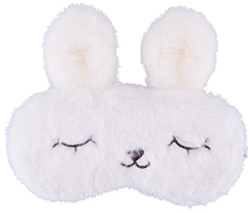 Ulife Mall Funny Easter Bunny Sleep Eye Mask Fluffy Plush Blindfold for Sleeping Travel Eye Mask with Adjustable Elastic Band Sleeping Masks Eye Cover for Girls Boys Women White