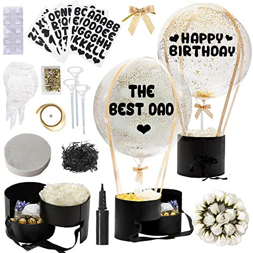 Überraschungsballon Geschenkbox für Männer & Frauen Happy Birthday Muttertag Valentinstag Jubiläum Perfekte Party Geschenk Boxen mit Grußbuchstaben und Mock Flowers