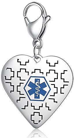 Lorajewel Medical Alert Edelstahl Kreis ID Tag Schlüsselbund Emergency SchlüSselring Medizinische Schlüsselanhänger, Kostenlose Gravur Angepasst (Style 3)