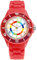 Alienwork Kids Lernuhr Kinderuhr Mädchen Uhrzeit Lernen Rot Silikon-Armband Mehrfarbig Kinder-Uhr Wasserdicht 5 ATM Zeit Lernen
