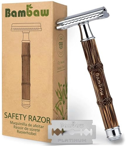Rasierhobel Damen Und Herren | Safety Razor mit Bambusgriff | Naßrasierer Damen Und Herren | Rasierhobel | Einklingen Rasierer | Zero Waste Produkte | Eco Rasierer Damen und Herren | Bambaw