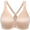 Delimira Women's Front Fastening Bras Plunge Plus Size Underwired Racer Back Unlined T Shirt Bra Beige 40DD