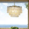 ALOADECOR Coastal 3-Light B45 cm Runde Natürliche Capiz Muschel Kronleuchter Bauernhaus 3 Tiers Muscheln Pendelleuchte in Antik Gold für Wohnzimmer Esszimmer Badezimmer