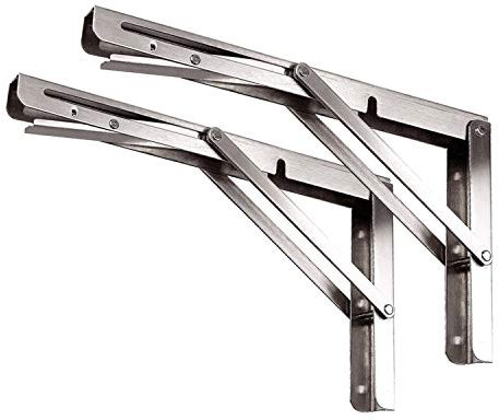 Toirxarn Lot de 2 Supports d'Étagère Pliables Robustes 40,6 cm - En Acier Inoxydable pour Bureau Mural Peu Encombrant, Établi de Bricolage, Table et Extension de Comptoir