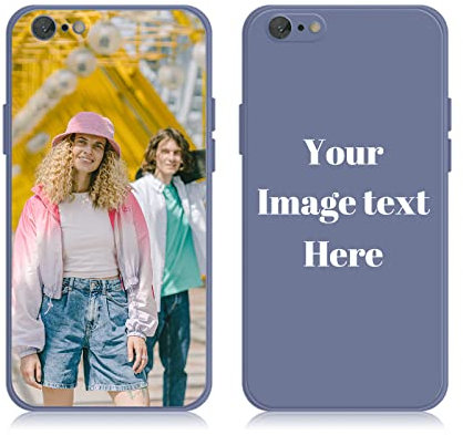 AnNengJing Custom Soft Liquid Silicone Cases Full-Body Protective Personalized Photo Name Text Logo Phone Cover for iPhone 6 Plus/6S Plus Lavender