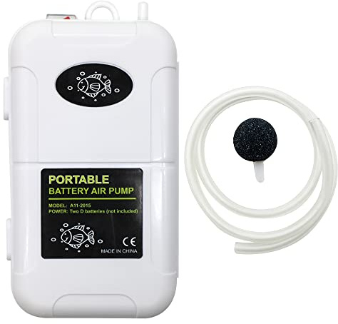 HUIXHAO Battery Powered Fish Aerator for 6-Gallon Bucket, 1 Air Stone