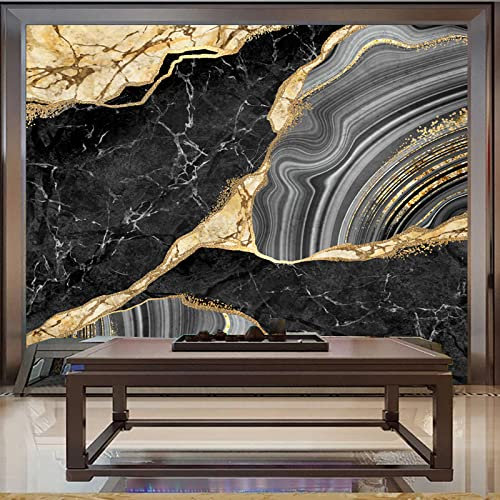 GIOBEL Selbstklebende 3D-Tapete PVC Wandbild schwarz marmoriert Gold Muster Wohnzimmer Schlafzimmer Hintergrund Wanddekoration Aufkleber Kunst