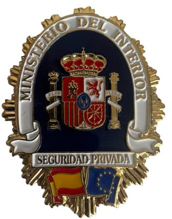 ADCSHOP – Placa Chapa Seguridad Privada MInisterio del Interior - color efecto esmalte sobre metal zamak -mide 6,70 cms - apta para cartera - pesa 37 grs
