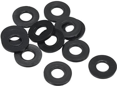 PATIKIL 12 Piezas Arandela Plana de Nylon, M8 Arandela Plana de Plástico Redondo Juntas Toricas para Tubería Manguera Sujetador Perno, 19mm x 2mm (OD*Gorsor), Negro