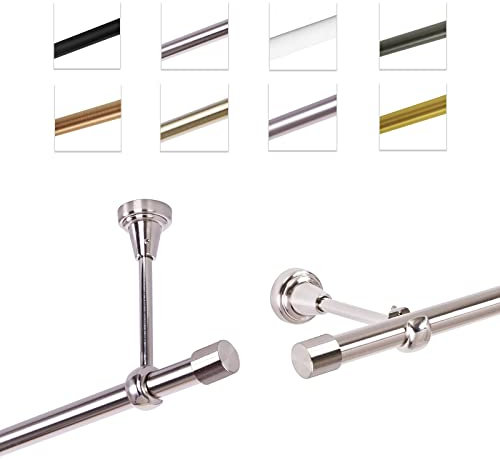 Bastone Per Tende 180 cm, Singolo, Acciaio Inox, Montato A Parete/Soffitto