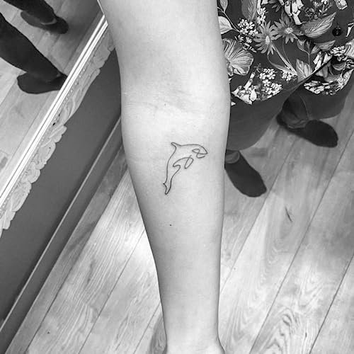 Inkster® Delfin Tattoo | Temporäres Tattoo mit EU-Kosmetikzertifizierung | wasserfest + vegan | revolutionäres 2-Wochen-Tattoo | Fake Tattoos und Klebetattoos für Erwachsene