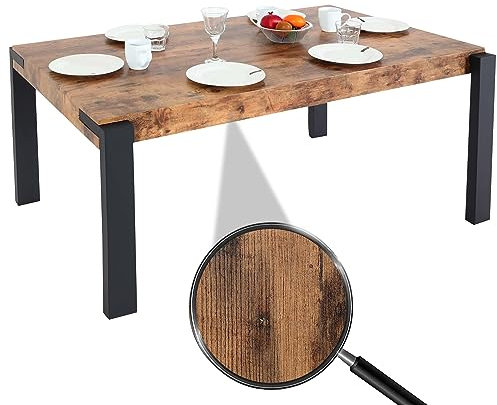 Mendler Esstisch HWC-L53, Tisch Küchentisch Esszimmertisch, Industrial Metall 140x80cm - dunkle Wildeiche