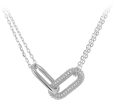 Amazon Essentials Sterling Silver Pave Link Necklace