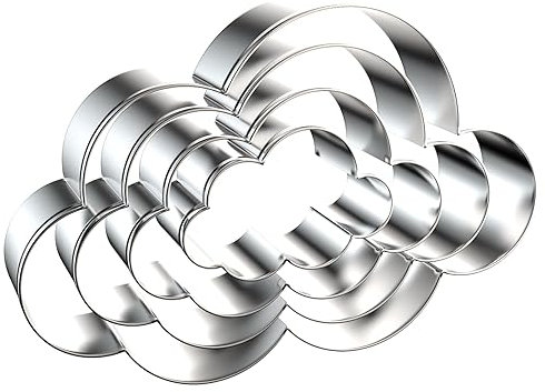 QAAQS Wolken Ausstechformen-Set – 4 Stück Wolkenförmige Ausstechformen in 4 Größen (12,7 cm, 10,2 cm, 7,6 cm, 5,1 cm) – Edelstahl