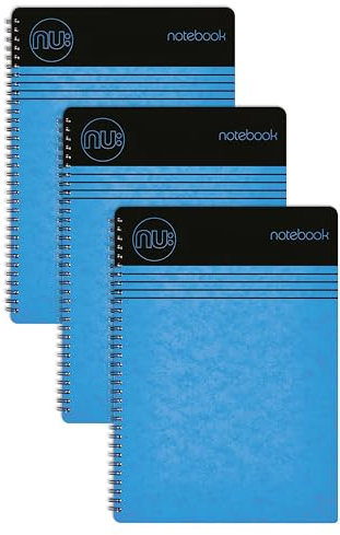NU Notizbücher – Craze Cloud Range – A5 blaues Notizbuch – Spiralbindung – Schreibwaren-Notizbücher – linierter Notizblock – 110 Seiten – Multipack mit 3 Stück