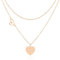 Linawe Heart Choker Pendant Necklace, Rose Gold Layered Necklaces for Women Trendy, Stainless Steel Stacked Necklace, Y2K Preppy Lover Jewellery Double Heart Chain Necklace