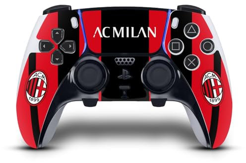 Head Case Designs Licenza Ufficiale AC Milan Home 2021/22 Kit Crest Vinile Sticker Gaming Pelle Adesivo Compatibile con Sony Playstation 5 PS5 DualSense Edge Controller