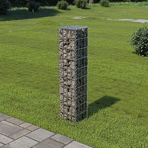 Homgoday Gabbione da parete con coperture, in acciaio zincato, 20 x 20 x 100 cm, gabbia per gabbia, rete metallica di pietra, parete di sostegno a spirale per esterni, fioriera da giardino, aiuola