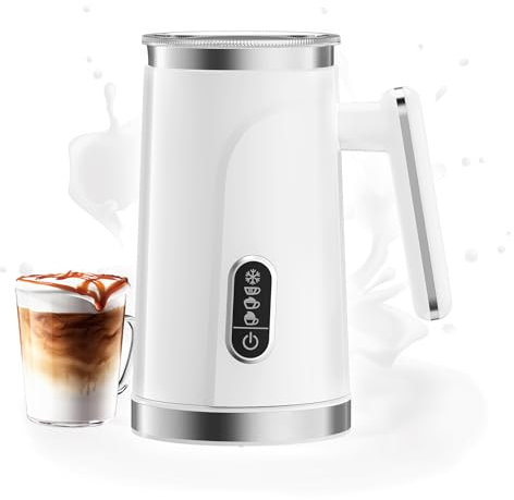 Biolomix-Milchaufschäumer Milchschäumer Elektrisch 300ML 4 Voreingestellte Programme 500 Watt (MF101-Weiß)