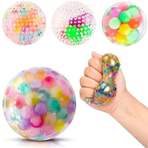 mohito 4 Stück Stressbälle, Stressball für Erwachsene, Stressbälle für Kinder und Erwachsene, Anti Stress Ball mit Wasserperlen, Hand Übungsbälle für Entspannung, Angst, Fidget, Spannung und Stress