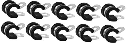 iplusmile 10pcs Sturdy Stainless Steel Tube Clamp Rubber Cushion Cable Clamp Kit R-Shaped for Fixation