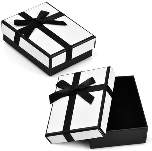 Dokeno 2 Stück Geschenkbox Klein, 9×7×3 cm Geschenkkarton mit Deckel Ringschachtel Geschenkverpackung mit Schleife Schmuck Geschenkschachtel für Kette Armband Ring Box
