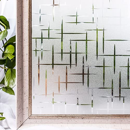 Hoonng Fensterfolie Blickdicht Selbsthaftend Motiv Stern Sichtschutz 30x200cm