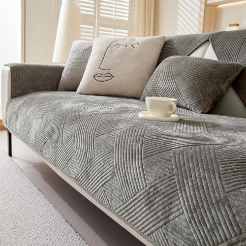 Alishomtll Sofabezug Ecksofa 1/2/3/4 Sitzer, Sofaschoner L Form Couch Überzug, Universelle rutschfeste Sofa Überzug, Hund Katze Waschbar Sofaüberwurfe Sofadecke für Wohnzimmer, Dunkelbraun 90x180cm