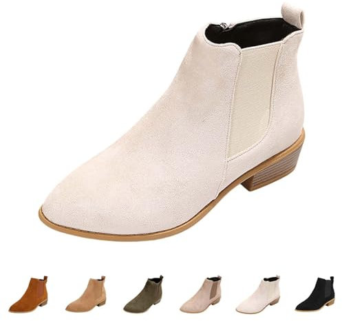 Generico Stivali Corti Donna Bassi, Tronchetti Donna Casual Eleganti, Stivaletti Antivento Stivaletto Morbidi Stivaletti Donna Motociclista Tacco Basso, Stivali Texani Donna con Tacco Bassi