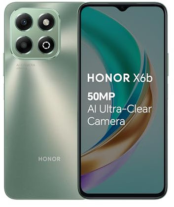 HONOR X6b Mobile Phone Unlocked, 6.56-Inch 90Hz Fullview Display, 4GB+128GB, 5200 mAh Long-lasting Battery, 50MP Triple Camera, Android, Green (Renewed)