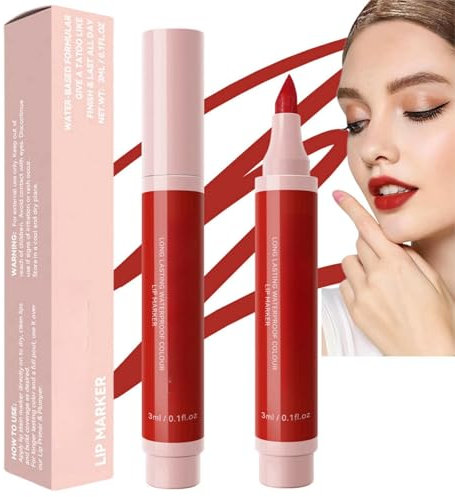 Lip Stain Marker Pen,Lip Tint Marker,Matte Lip Stain Pen,Moisturising Lip Colour Liquid Lip Liner,Rose Pink Hydrating Lip Stain,Smudgeproof Lip Liner Stain,Lip Stain Long Lasting,Liquid Lip Liner