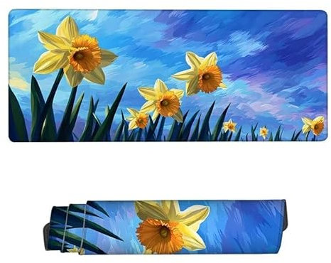 Tapis de Souris XXL 1600x800x3mm,Tapis de Souris Bleu sous Main Bureau,Tapis Souris Jaune Tapis de Souris Gamer Imperméable Antidérapant,Tapis de Bureau avec Bords Surpiqués,Accessoire Bureau RS-69