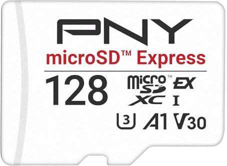 PNY Scheda microSD™ Express 128GB UHS-I U3 V30 A1, fino a 890MB/s in lettura e fino a 550MB/s in scrittura, ideale per dispositivi compatibili con microSD Express come Nintendo Switch 2