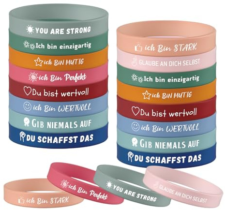 Yuecda Motivationsarmbänder Inspirierende Sprüche Silikon Armbänder, Motivationsgeschenke für Teenager, Schüler, Kollegen (Klassische Farbe, 60)