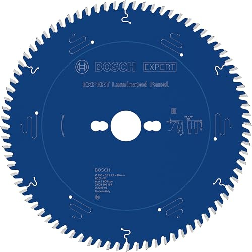 Bosch 1x EXPERT Laminated Panel Circ Saw Blade | for Plastic coated boards, Ø 250 mm, Professional Accessory Table Corded Circular Saw, Stationary Table Saw
