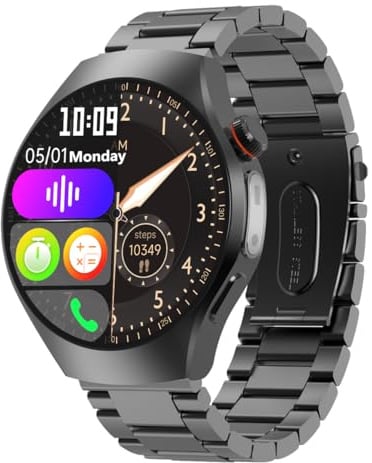 Fitness Smartwatch für Männer und Frauen mit EKG/Herzfrequenz/Blutdruck/Kalorien/HRV/Schlafmonitor Aktivitätsstracker mit 1.43''Amoled Bluetooth-Anrufen (Modern)