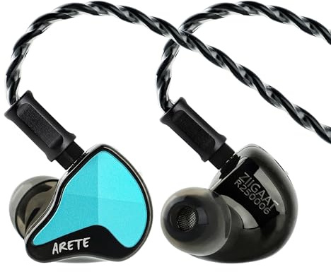 Linsoul ZiiGaat x Fresh Reviews Arete II IEM, 2nd Gen 1DD+4BA Hybrid In Ear Monitor, Wired HiFi Earbuds, Full CNC Aluminum Shell Earphone with Detachable Silver-Plated OFC Cable for Musician (Blue)