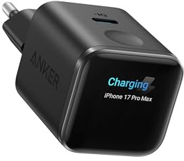 Anker Nano caricatore iPhone USB C 45W smart display | Ricarica rapida, riconoscimento intelligente, modalità Care, design compatto, per iPhone 17/16/15, iPad