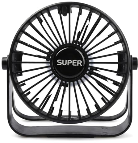 Homirty Mini Ventilator USB Tischventilator Leise, Tragbarer Kleiner Ventilator mit 3 Geschwindigkeiten, 360° Drehbar, Tisch- oder Wandmontage, für Büro, Schreibtisch, Schlafzimmer, Camping, Schwarz