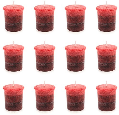 pajoma® Duft-Votivkerze 12 Stück à 55 g, Granatapfel | Marmorvotivkerze, Brenndauer ca. 17 Stunden - Höhe 5 cm ø 4 cm | Premium Qualität