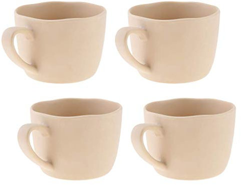 Tubayia 4 Stück Melamin Kaffeebecher Kaffeetasse Teebecher für Party, Camping, Picknick (Khaki)